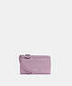 COACH®,DOUBLE ZIP WALLET,Pebbled Leather,Mini,Silver/Ice Purple,Front View