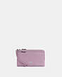 COACH®,DOUBLE ZIP WALLET,Pebbled Leather,Mini,Silver/Ice Purple,Front View