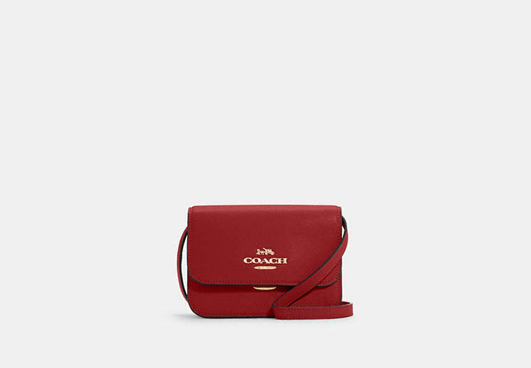 COACH®,MINI BRYNN CROSSBODY,Leather,Small,Gold/1941 Red,Front View