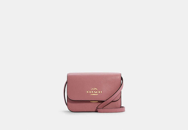 COACH®,MINI BRYNN CROSSBODY,Leather,Small,Gold/True Pink,Front View