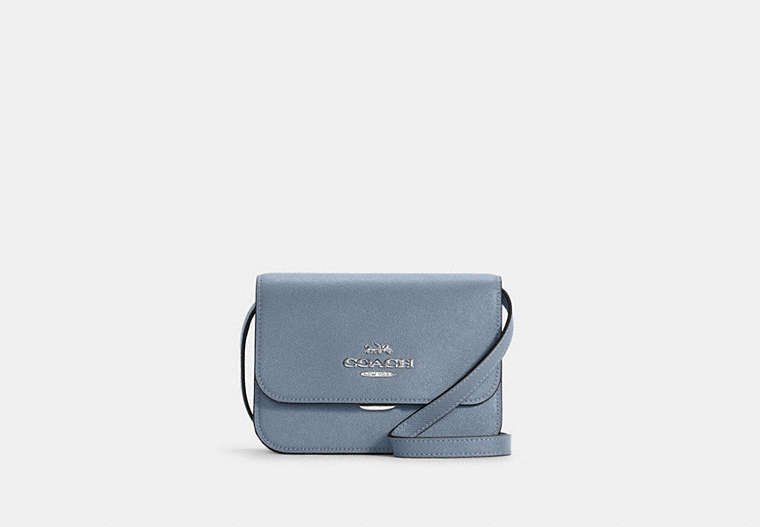 COACH®,MINI BRYNN CROSSBODY,Leather,Small,Silver/Marble Blue,Front View
