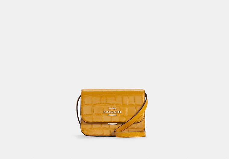 COACH®,MINI BRYNN CROSSBODY,Leather,Small,Gold/Flax,Front View