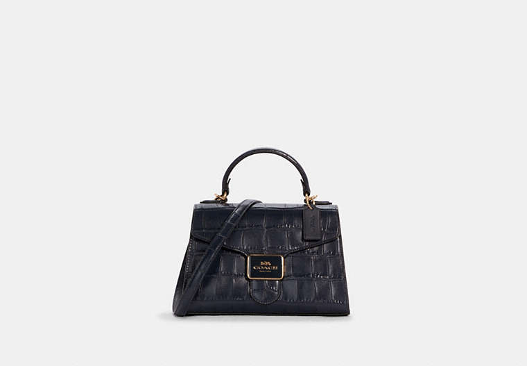 COACH®,PEPPER SATCHEL,Gold/Midnight,Front View