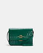 COACH®,BRYNN FLAP CROSSBODY,Smooth Leather/Exotic,Medium,Gold/Bright Jade,Front View