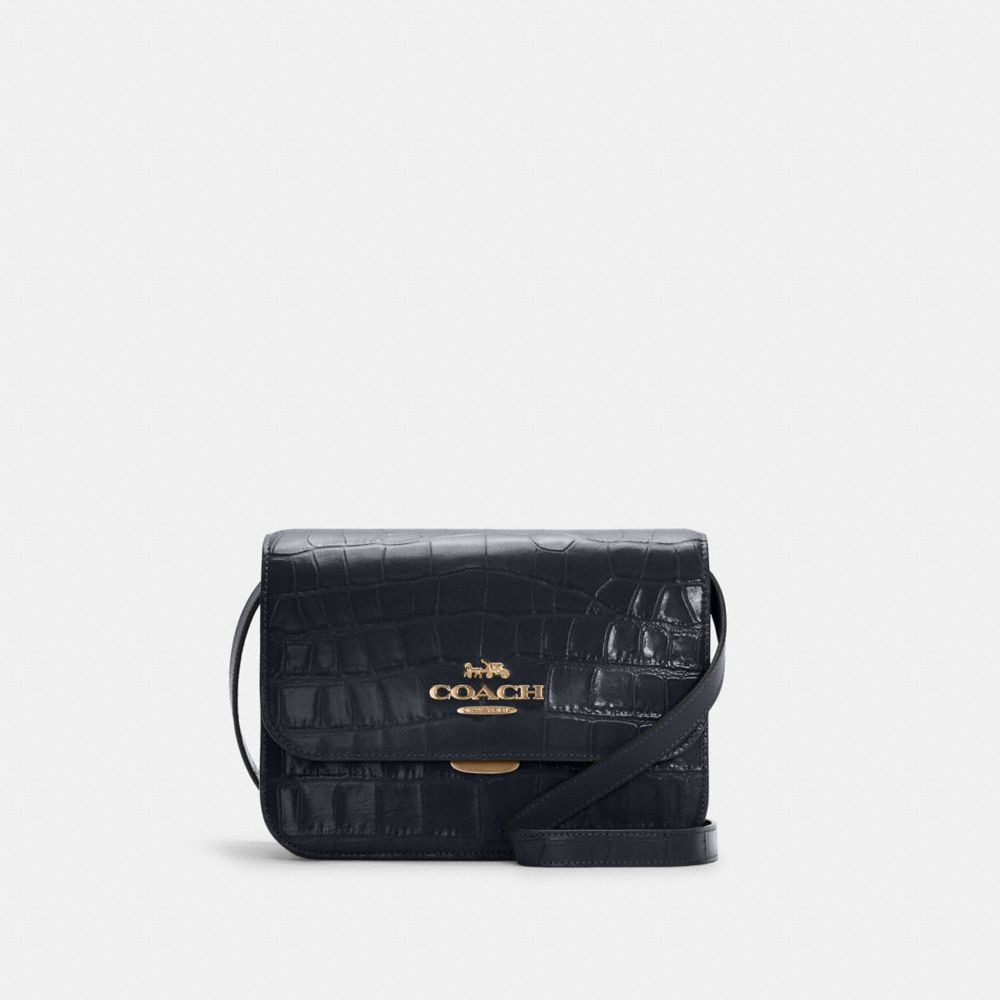 Croc Embossed Flap Crossbody Bag