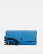 COACH®,SUNGLASS CASE IN COLORBLOCK,Mini,Gunmetal/Midnight Navy Racer Blue,Front View