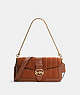 COACH®,GEORGIE SHOULDER BAG WITH LINEAR QUILTIING,Smooth Leather/Pebble Leather/Suede,Medium,Gold/Redwood,Front View