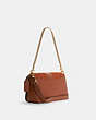 COACH®,GEORGIE SHOULDER BAG WITH LINEAR QUILTIING,Smooth Leather/Pebble Leather/Suede,Medium,Gold/Redwood,Angle View