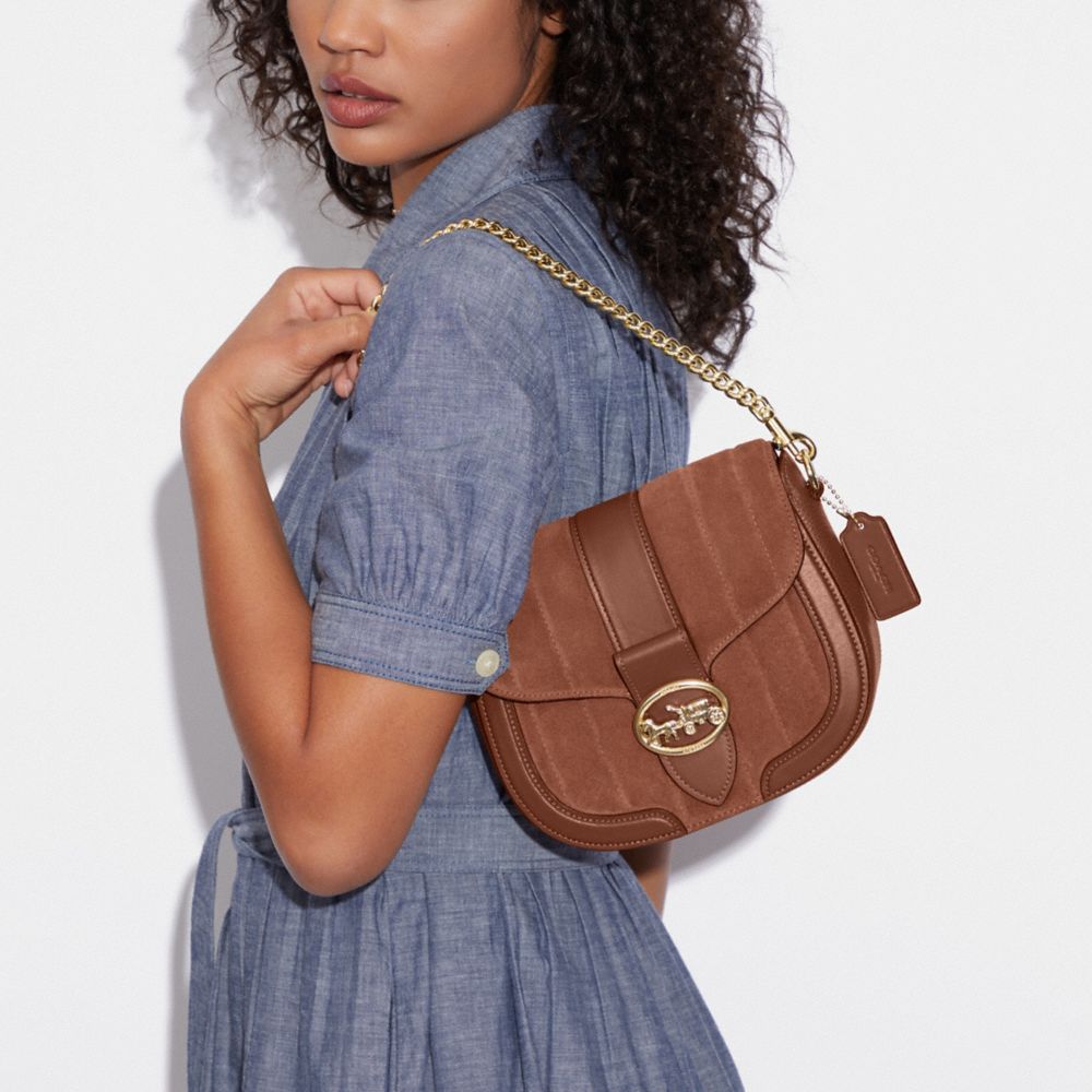 COACH®,Georgie Saddle Bag With Linear Quilting,,Detail View