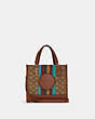 COACH®,DEMPSEY TOTE BAG 22 IN SIGNATURE JACQUARD WITH STRIPE AND COACH PATCH,n/a,Medium,Gold/Khaki/Redwood Multi,Front View