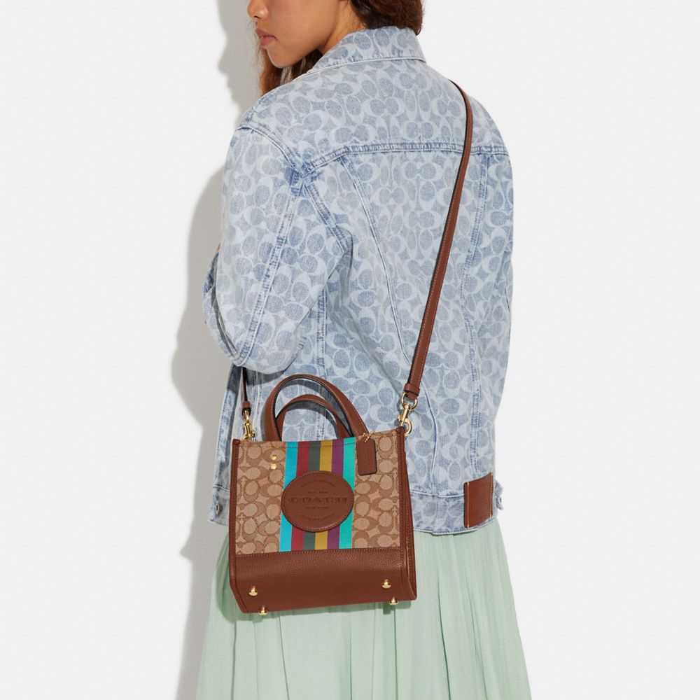Dempsey Tote Bag 22 In Signature Jacquard With Stripe And Coach Patch