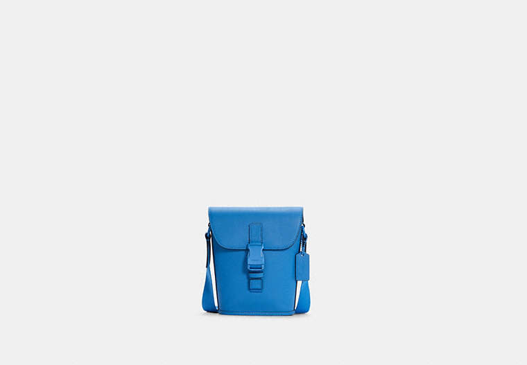 COACH®,TRACK SMALL FLAP CROSSBODY,Small,Gunmetal/Racer Blue,Front View