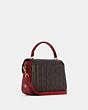 COACH®,MARLIE TOP HANDLE SATCHEL IN SIGNATURE CANVAS WITH QUILTING,Small,Gold/Brown 1941 Red,Angle View