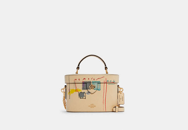 COACH®,COACH X JEAN-MICHEL BASQUIAT KAY CROSSBODY,Small,Gold/Ivory Multi,Front View