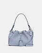 COACH®,EVERLY DRAWSTRING SHOULDER BAG,Pebbled Leather,Medium,Silver/TWILIGHT,Front View