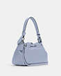 COACH®,EVERLY DRAWSTRING SHOULDER BAG,Pebbled Leather,Medium,Silver/TWILIGHT,Angle View