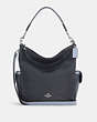 COACH®,PENNIE SHOULDER BAG,Pebble Leather,Large,Silver/Midnight Multi,Front View
