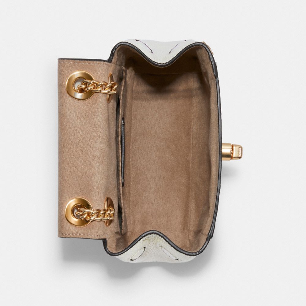 COACH®,CONVERTIBLE MINI BACKPACK,Pebbled Leather,Medium,Gold/Chalk,Inside View,Top View