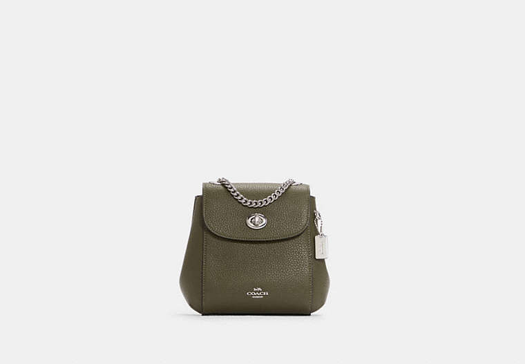 COACH®,CONVERTIBLE MINI BACKPACK,Pebbled Leather,Medium,Silver/Surplus,Front View