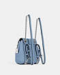 COACH®,CONVERTIBLE MINI BACKPACK,Pebbled Leather,Small,Silver/Cornflower,Angle View