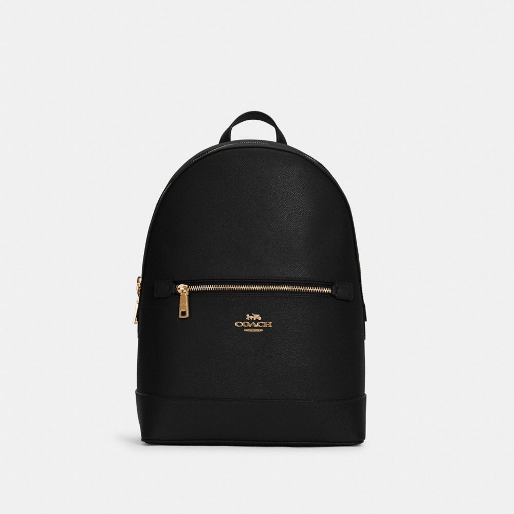 COACH®,KENLEY BACKPACK,Crossgrain Leather,Large,Gold/Black,Front View