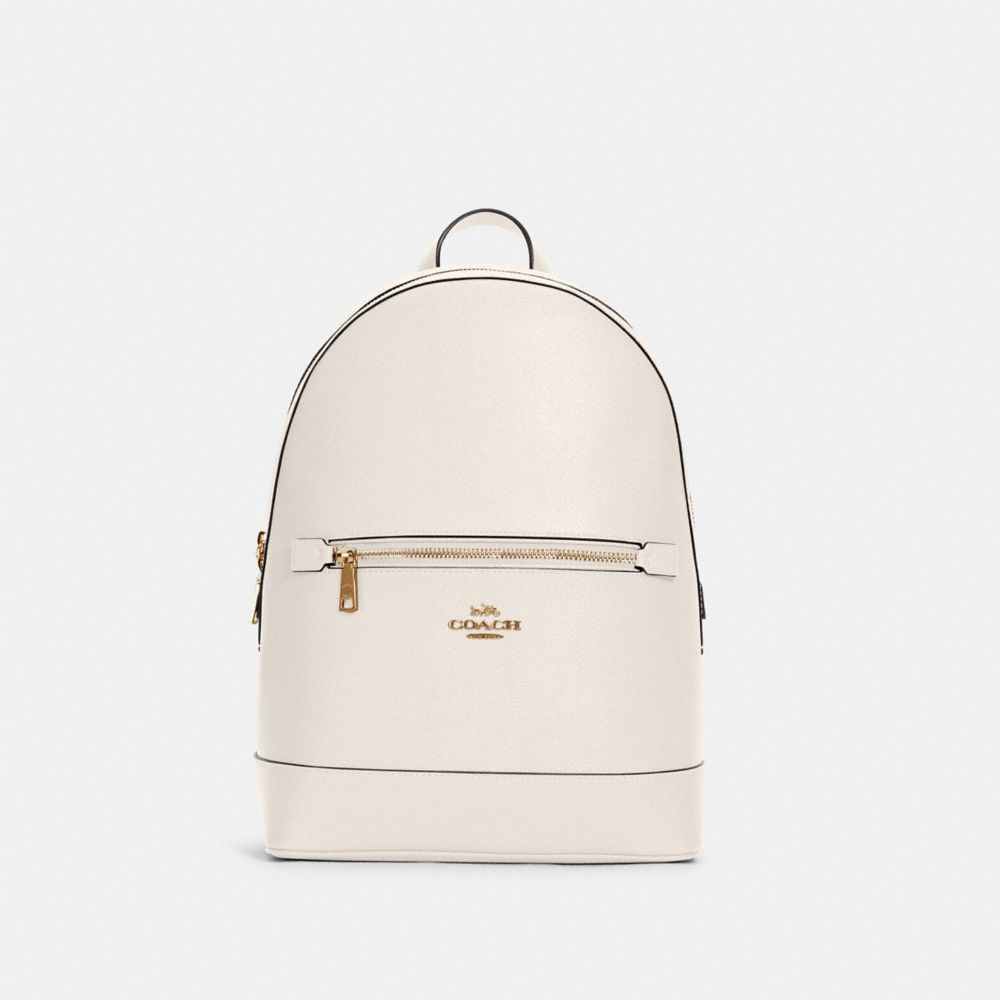 COACH®,KENLEY BACKPACK,Crossgrain Leather,Large,Gold/Chalk,Front View