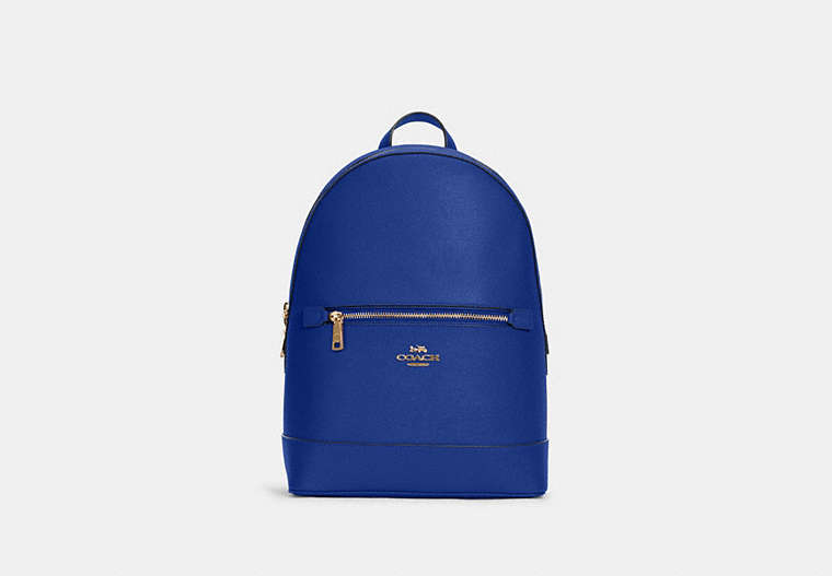 COACH®,KENLEY BACKPACK,Crossgrain Leather,Large,Gold/Sport Blue,Front View