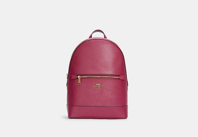 COACH®,KENLEY BACKPACK,Crossgrain Leather,Large,Gold/Bright Violet,Front View