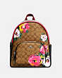 COACH®,COURT BACKPACK IN SIGNATURE CANVAS WITH VINTAGE ROSE PRINT,Medium,Silver/Khaki Multi,Front View