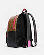 COACH®,COURT BACKPACK IN SIGNATURE CANVAS WITH VINTAGE ROSE PRINT,Medium,Silver/Khaki Multi,Angle View