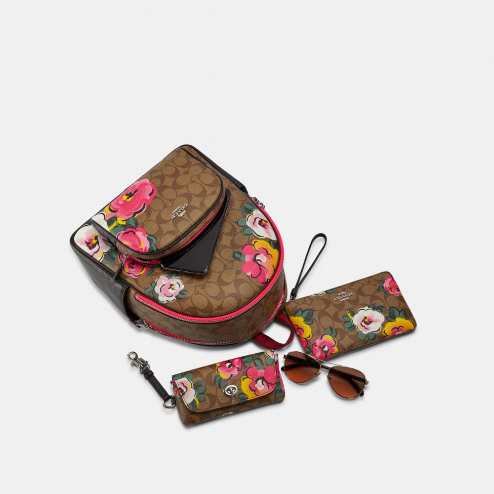 COACH®,Court Backpack In Signature Canvas With Vintage Rose Print,,Angle View