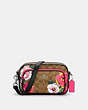 COACH®,COURT CROSSBODY IN SIGNATURE CANVAS WITH VINTAGE ROSE PRINT,Small,Silver/Khaki Multi,Front View