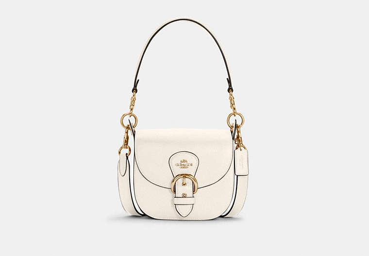 COACH®,KLEO SHOULDER BAG 17,Pebbled Leather,Small,Gold/Chalk,Front View