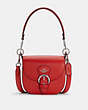 COACH®,KLEO SHOULDER BAG 17,Pebbled Leather,Small,Silver/Bright Poppy,Front View