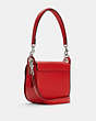 COACH®,KLEO SHOULDER BAG 17,Pebbled Leather,Small,Silver/Bright Poppy,Angle View