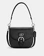COACH®,KLEO SHOULDER BAG 23,Pebbled Leather,Medium,Silver/Black,Front View