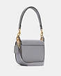 COACH®,KLEO SHOULDER BAG 17,Smooth Leather/Pebble Leather/Suede,Small,Gold/Granite,Angle View