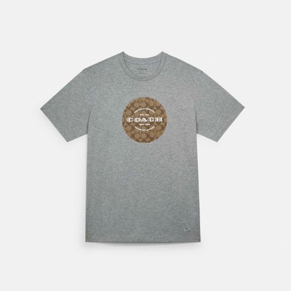 COACH®,SIGNATURE T-SHIRT,HEATHER GREY,Front View image number 0