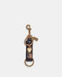 COACH®,TRIGGER SNAP BAG CHARM WITH CAT PRINT,Gold/Black,Front View