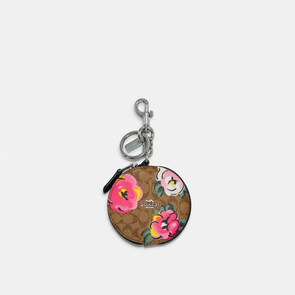 Circular Coin Pouch Bag Charm In Signature Canvas