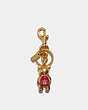COACH®,BACK TO SCHOOL BEAR BAG CHARM,Metal,Gold/Bright Violet,Back View