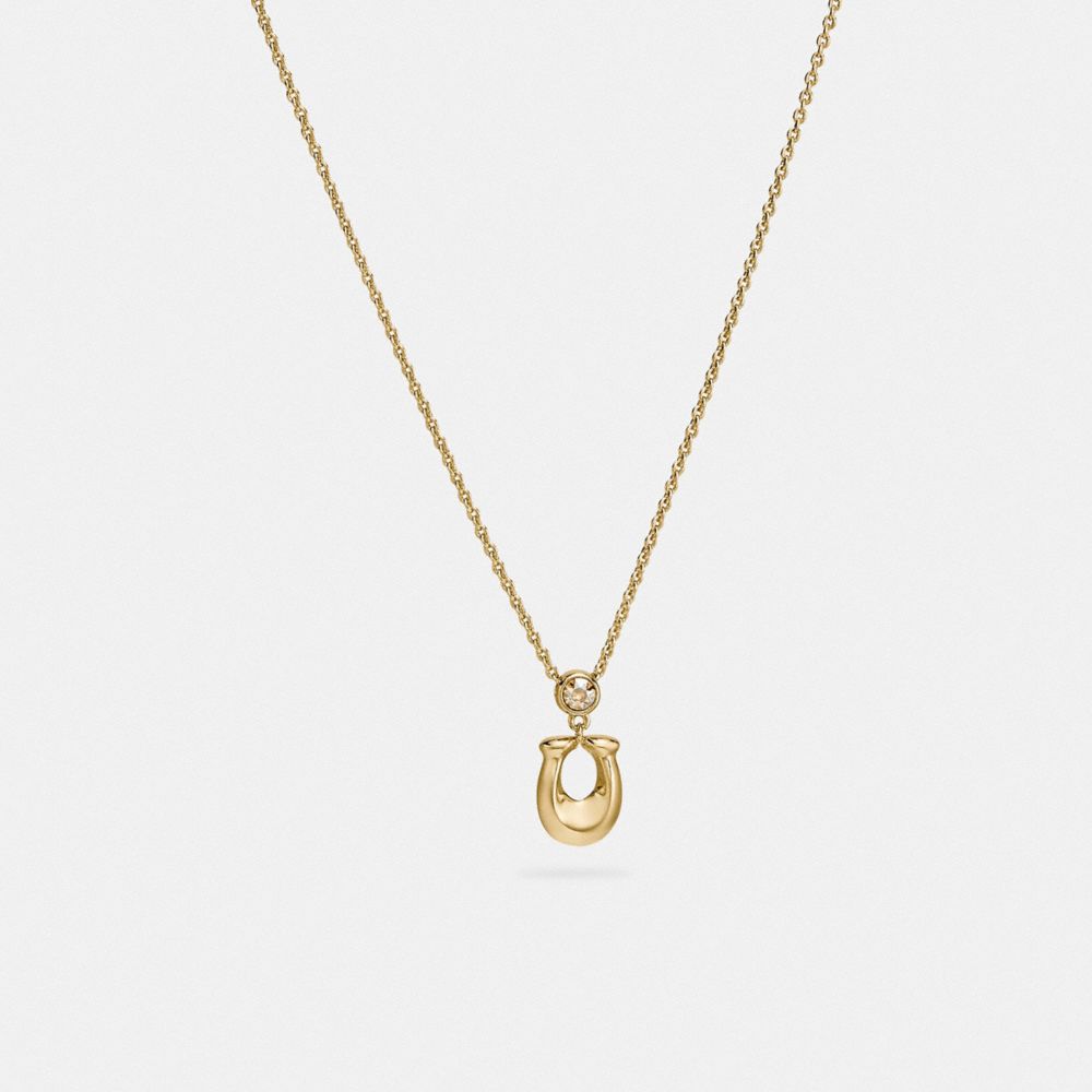 COACH®,SIGNATURE CRYSTAL NECKLACE,Gold/Clear,Front View