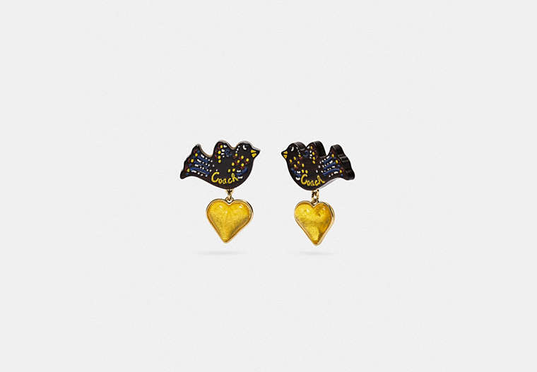 Boucles d’oreilles avec cœur et oiseau