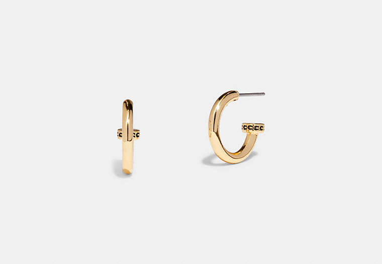 COACH®,HOOP EARRINGS,Plated Brass,Gold,Front View