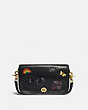 COACH®,VINTAGE DINKY 9 WITH EMBROIDERY,Smooth Leather,Small,Brass/Black,Front View