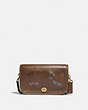 COACH®,VINTAGE DINKY 9 WITH EMBROIDERY,Smooth Leather,Small,Brass/Brown,Front View