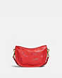 COACH®,VINTAGE SMALL SWINGER BAG WITH EMBROIDERY,Smooth Leather,Small,Brass/Red,Front View