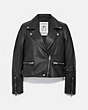 COACH®,LEATHER BIKER,Smooth Leather,Black,Front View