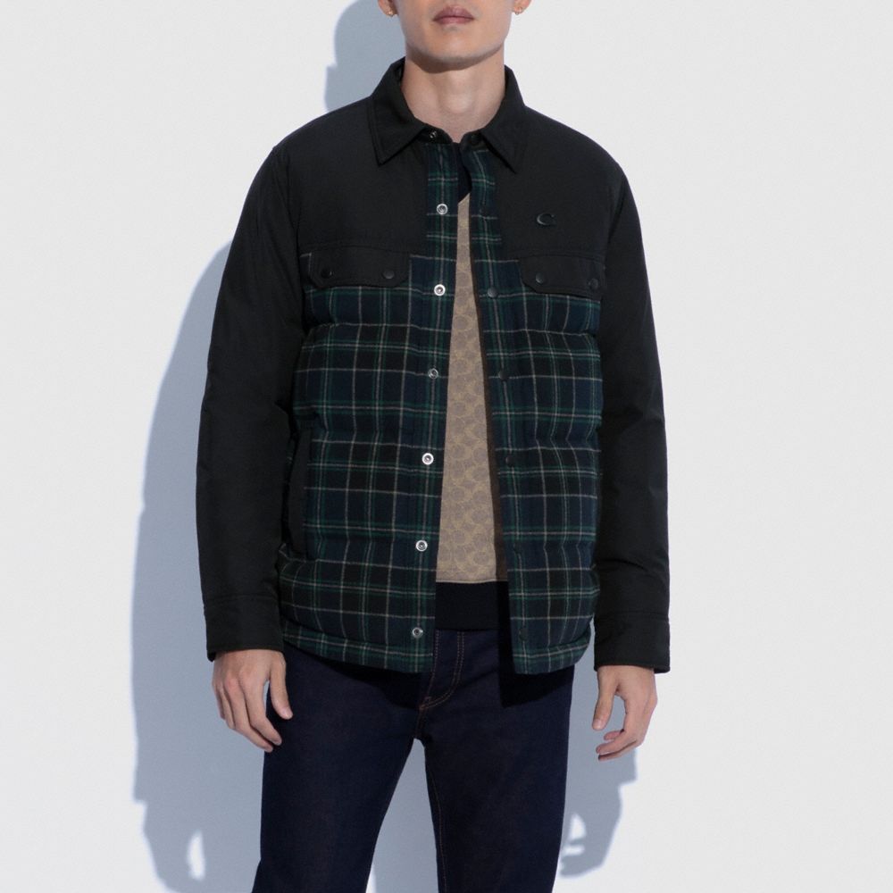 Mixed Materials Shirt Jacket
