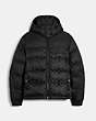 COACH®,SIGNATURE HOODED PUFFER JACKET,Nylon/Polyester,Black,Front View